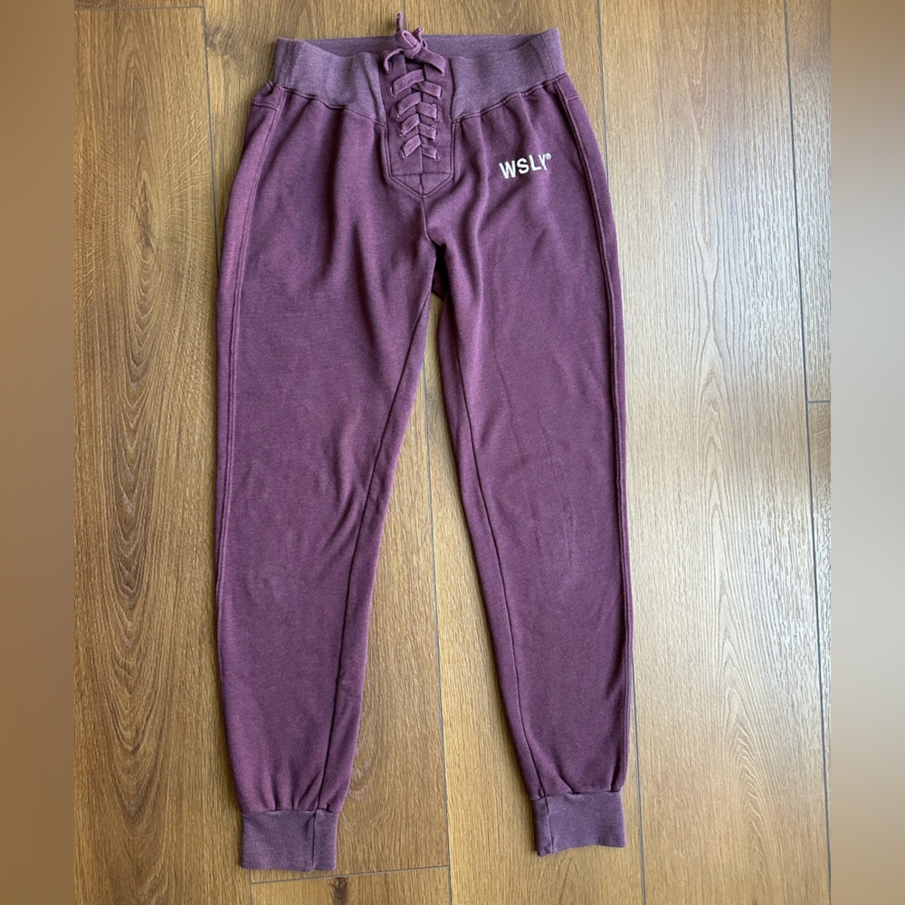 WSLY Plum Lace-Up Joggers/Sweatpants